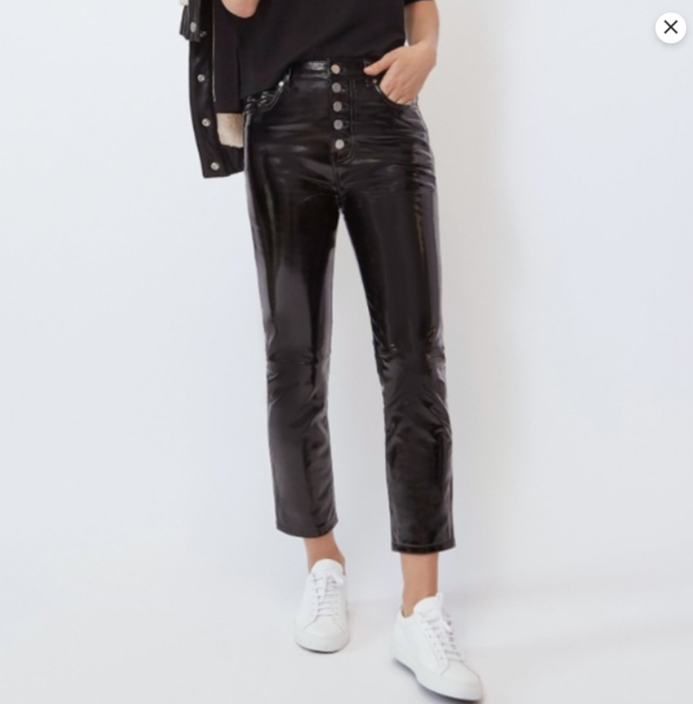 Leather Pants BLDWN Parker Womens 25 Straight Crop Black Genuine Leather EUC